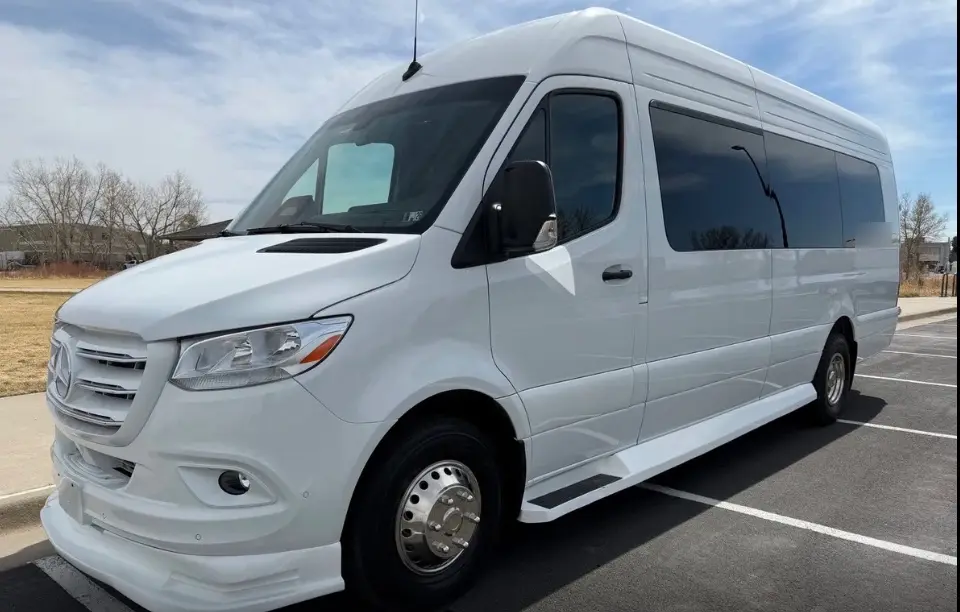 Loveland 16 passenger white Sprinter limo bus
