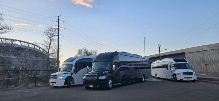 Black limo coach – Loveland party bus rental
