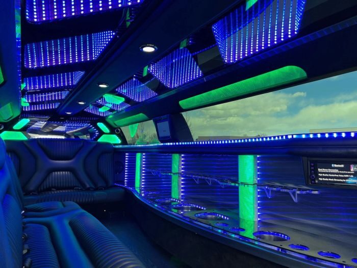 Stretch limo with LED bar – Loveland party bus rental