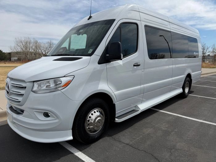 White Mercedes Sprinter – Loveland party bus rental